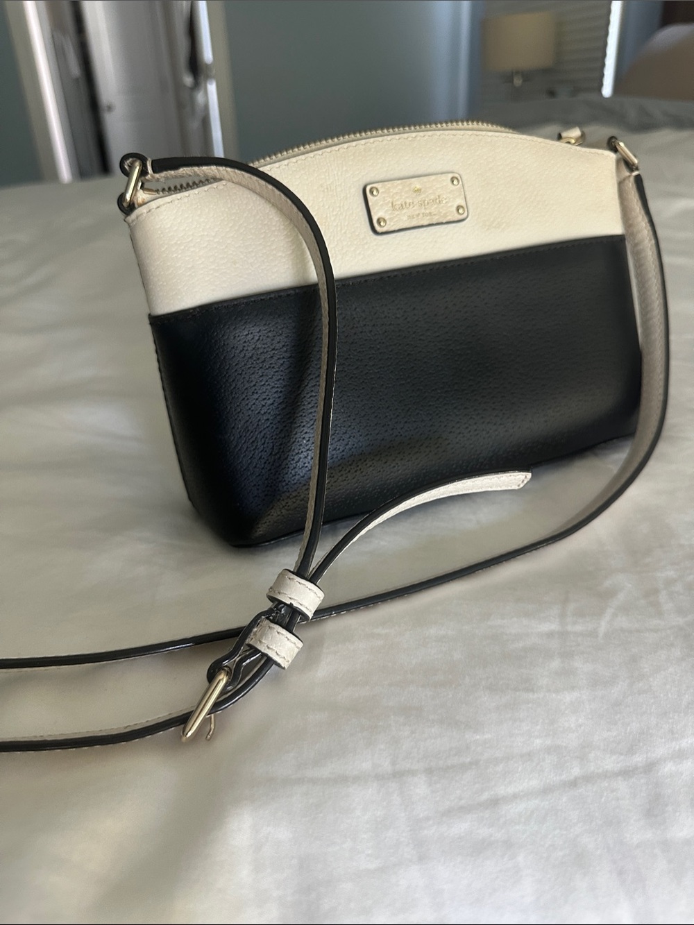 kate spade Black and White Two-Tone Leather small Crossbody